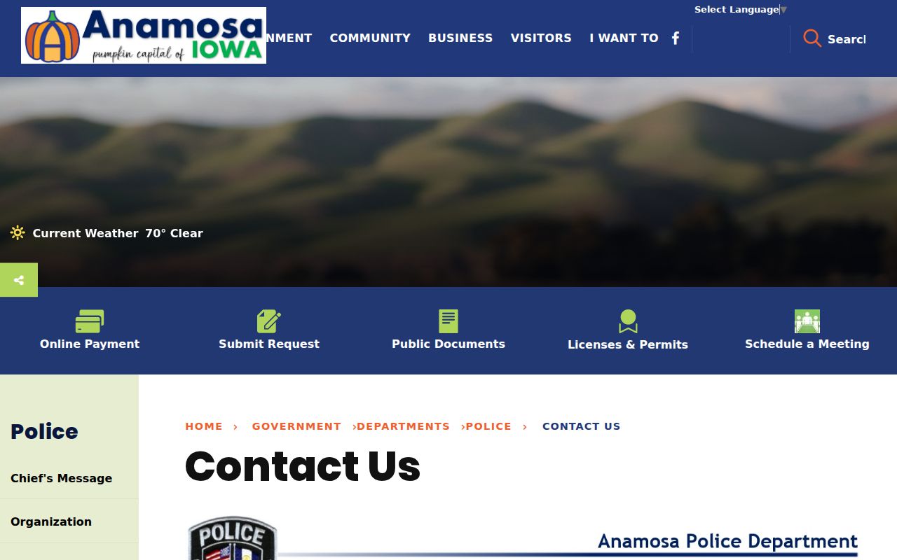 Anamosa criminal records police contact page