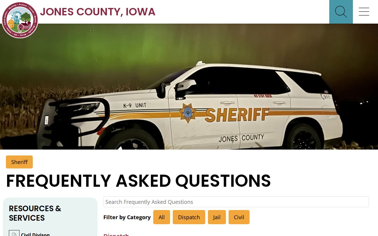 Jones County recent booking and jail FAQ information