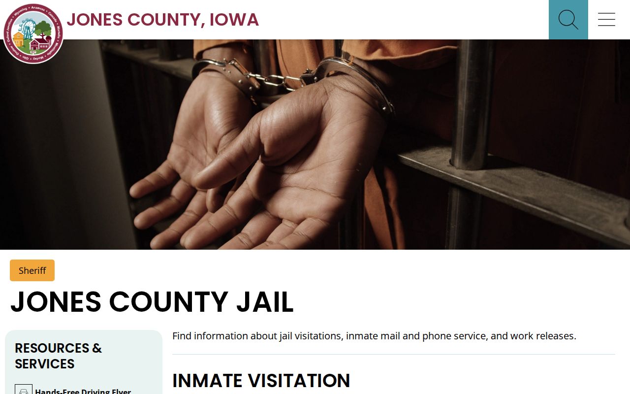 Jones County Jail custody and arrest record communications