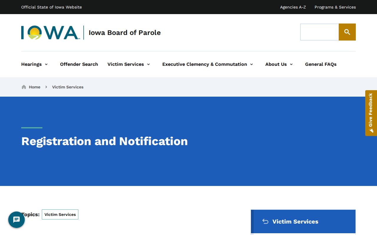 Cascade criminal records parole victim notification