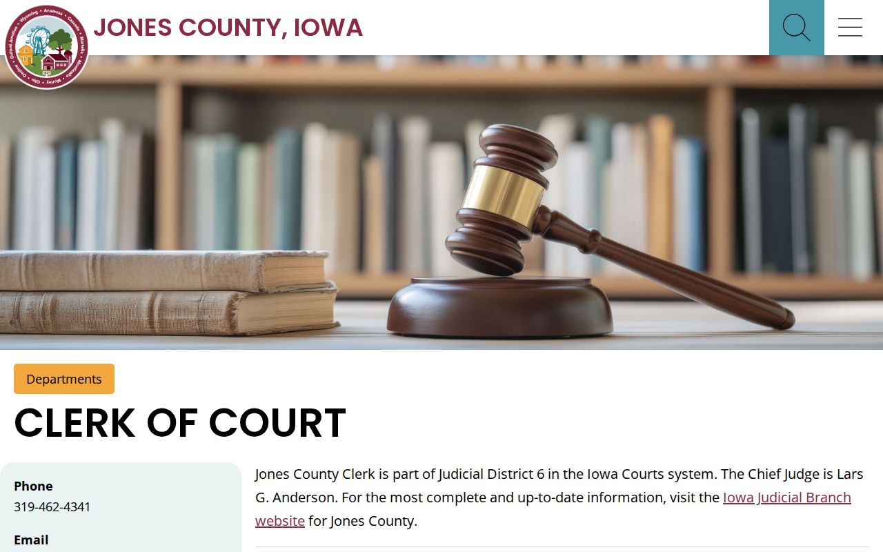 Jones County court case records at the Clerk of Court