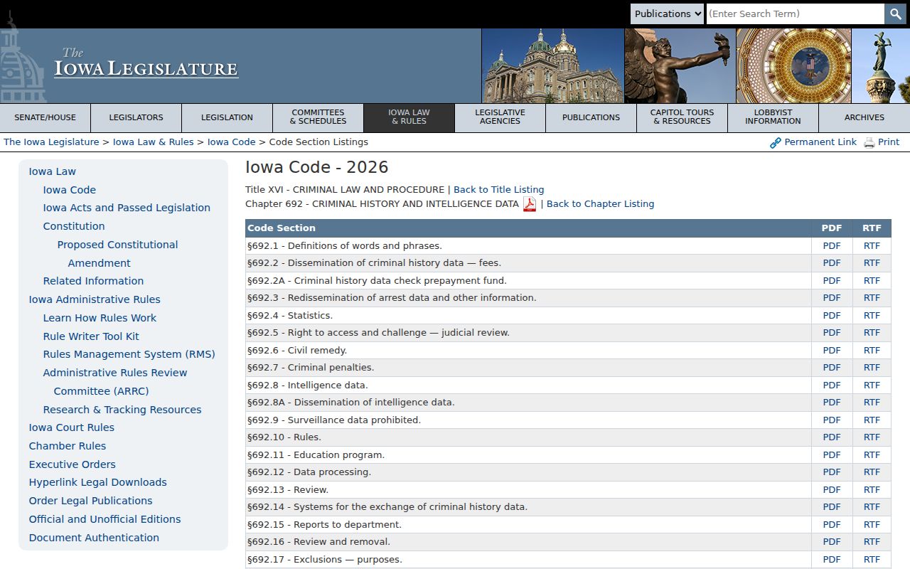 Jones County criminal records Iowa Code chapter 692
