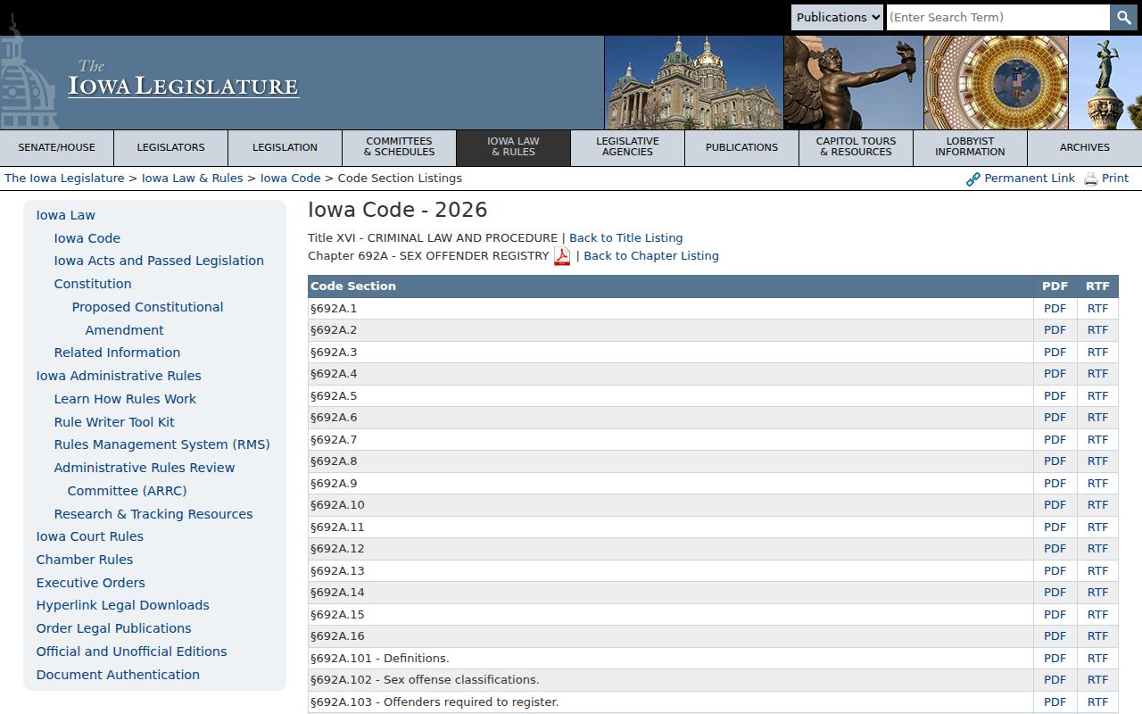 Iowa Code registry duties for Jones County sex offender records